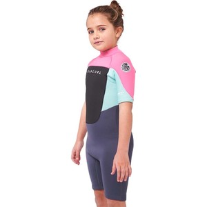 2023 Rip Curl Junior Omega 1.5mm Back Zip Shorty Wetsuit 113BSP - Pink